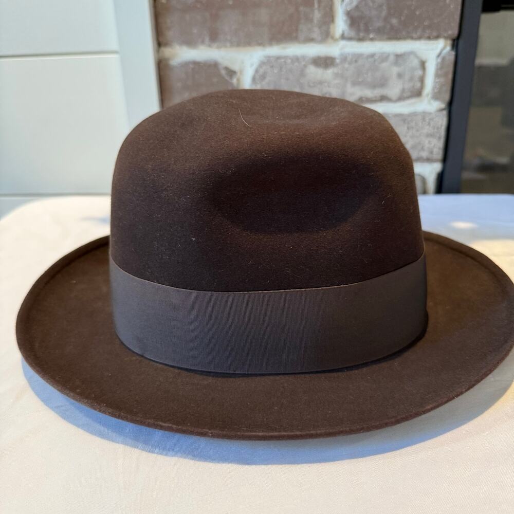 Knox Twenty New York Custom Edge Fedora Hat Vintage 1950’s Brown/Black Sz 7 1/8 - Picture 4 of 7